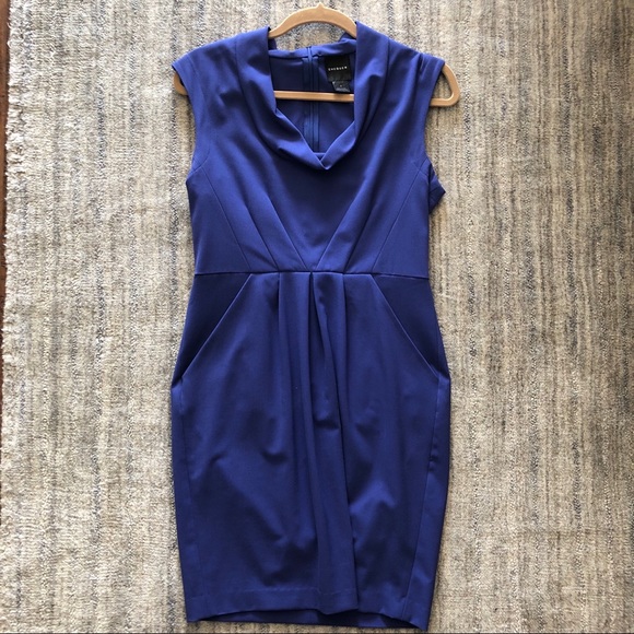 Nordstrom Chequer Blue Violet Structured Dress - Picture 2 of 6